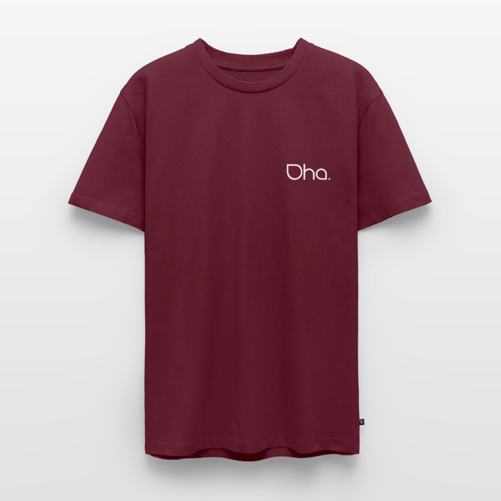 Oha - Herren Premium T-Shirt (weiß) - Burgunderrot