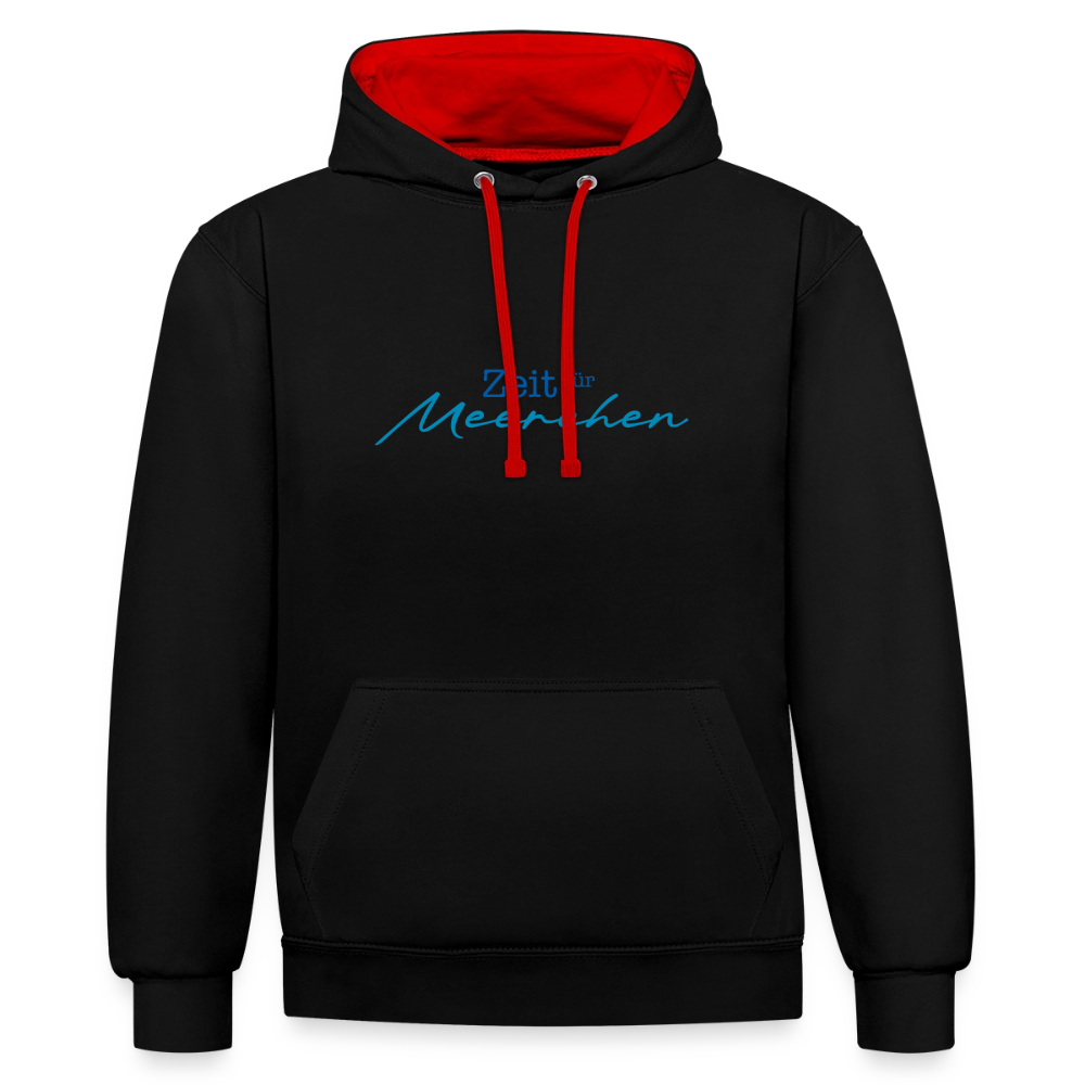 Unisex Kontrast-Hoodie - Zeit für Meerchen - Schwarz/Rot