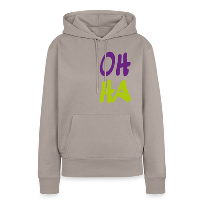 Damen Premium Hoodie - Oh ha - Taupe