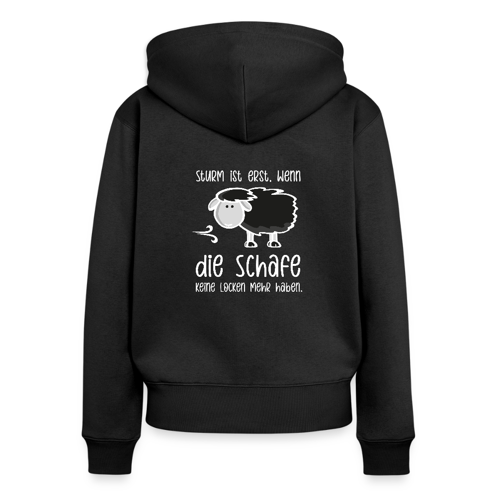 Damen Premium Kapuzenjacke - Schaf (weiss) - Schwarz