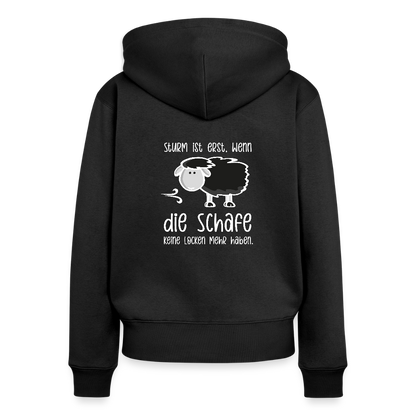 Damen Premium Kapuzenjacke - Schaf (weiss) - Schwarz