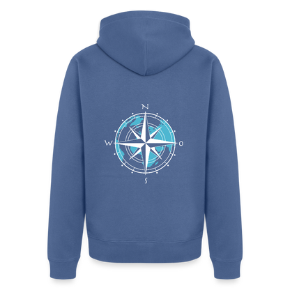 Herren Premium Kapuzenjacke - Kompass (weiss) - Taubenblau