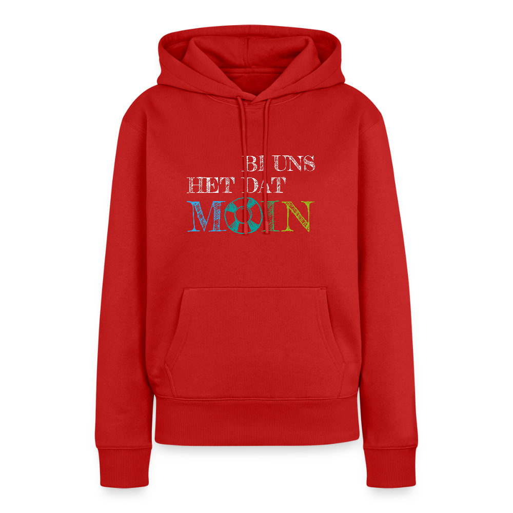 Damen Premium Hoodie - Bi uns het dat Moin (weiss) - Rot