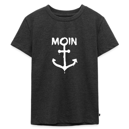 Kinder Premium T-Shirt - Moin Anker (weiss) - Anthrazit meliert