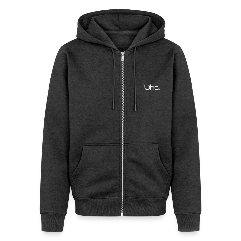 Oha (weiß) - Herren Premium Kapuzenjacke - Anthrazit meliert