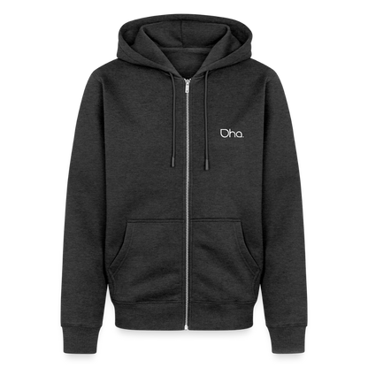 Oha (weiß) - Herren Premium Kapuzenjacke - Anthrazit meliert