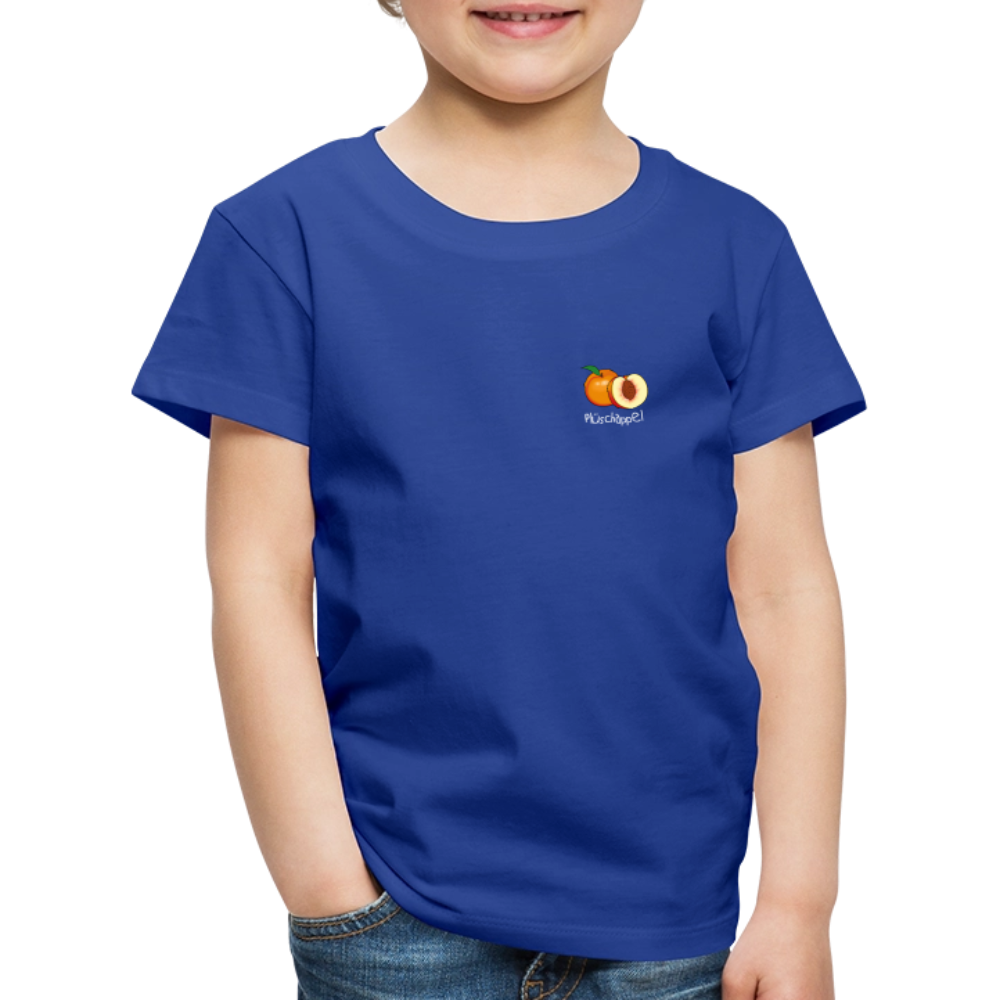 Kinder Premium T-Shirt - Plüschappel (weiss) - Königsblau