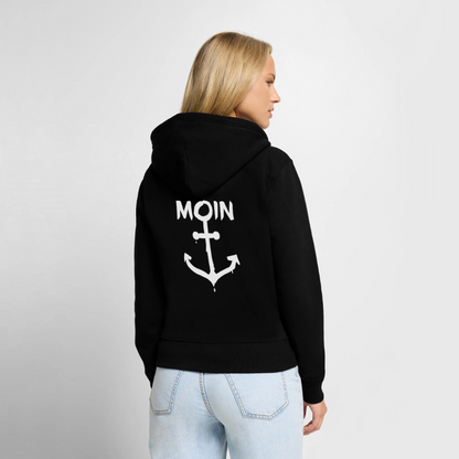 Damen Premium Kapuzenjacke - Moin Anker (weiss) - Schwarz