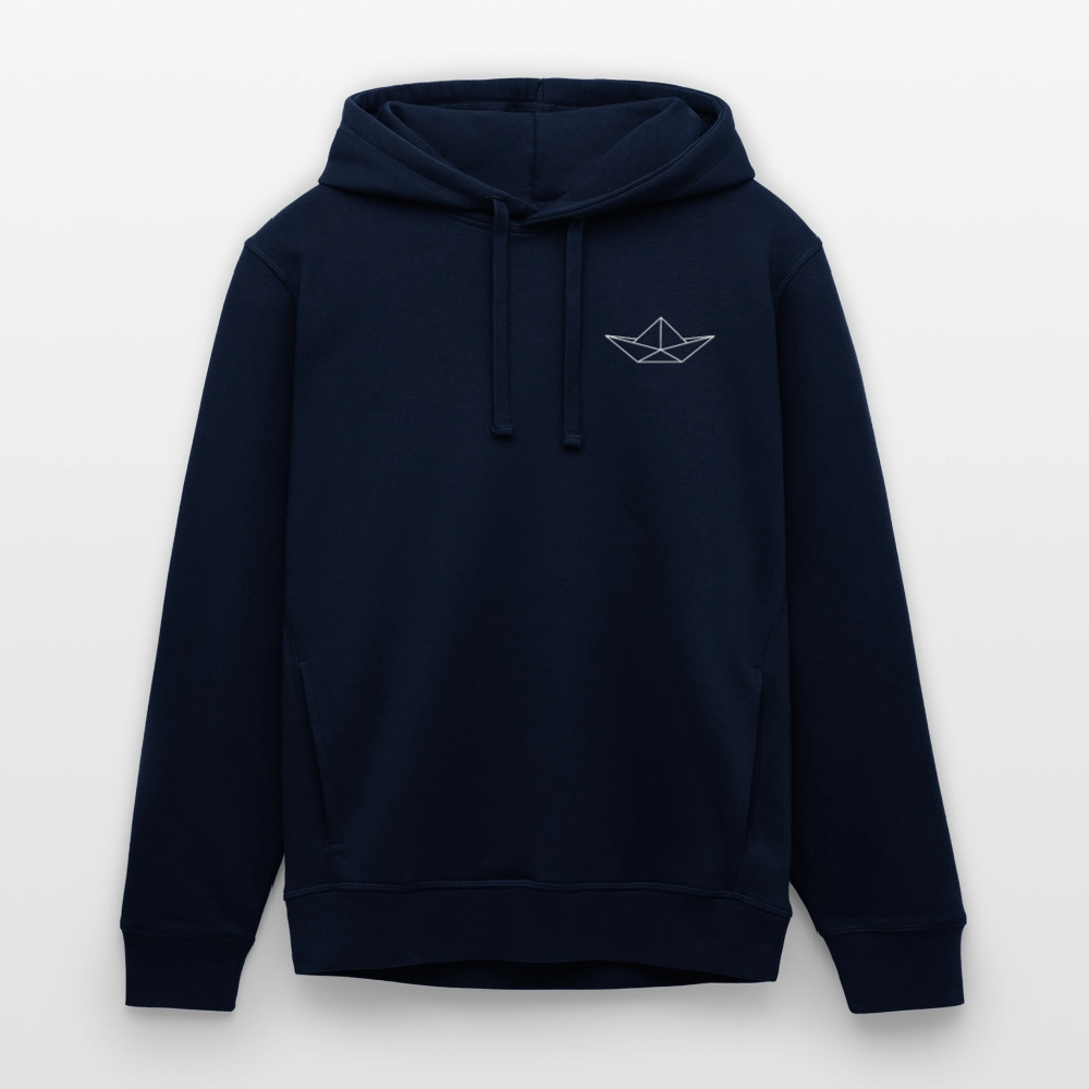 Unisex Bio-Hoodie - Origami Boot (weiss) - Navy