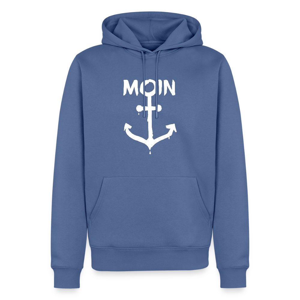 Herren Premium Hoodie - Moin Anker (weiss) - Taubenblau