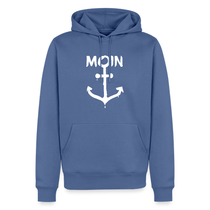 Herren Premium Hoodie - Moin Anker (weiss) - Taubenblau