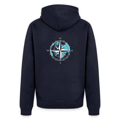 Herren Premium Kapuzenjacke - Kompass (weiss) - Navy