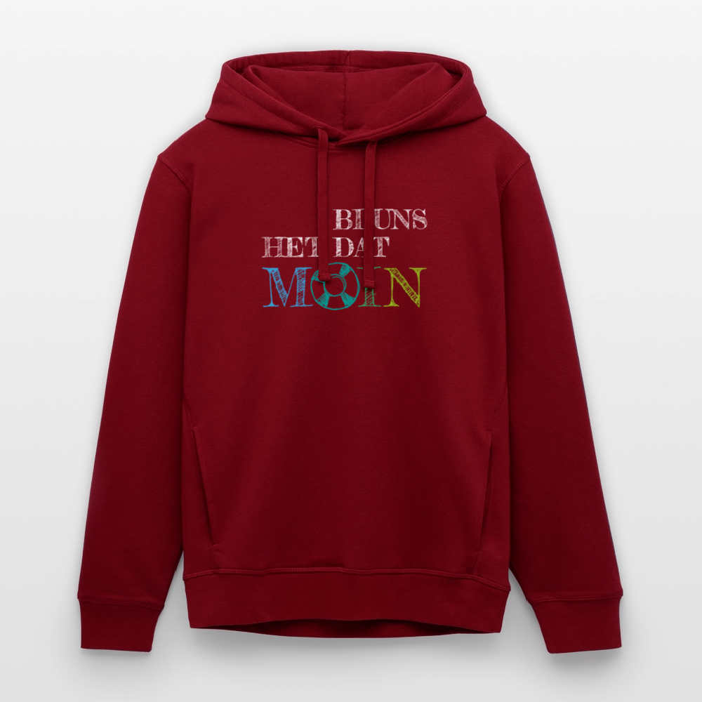 Unisex Bio-Hoodie - Bi uns het dat Moin (weiss) - Burgunderrot