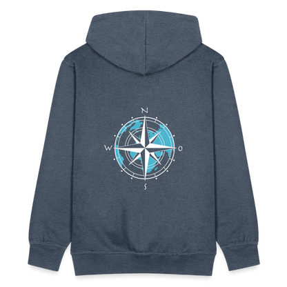 Herren Premium Kapuzenjacke - Kompass (weiss) - Jeansblau