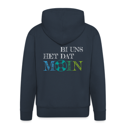 Herren Premium Kapuzenjacke - Bi uns het dat Moin (weiss) - Navy