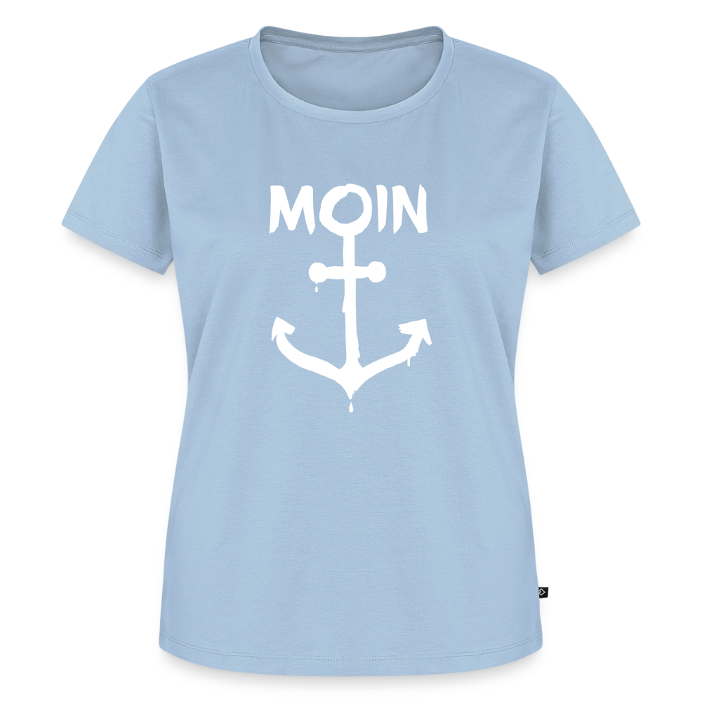 Damen Premium Bio T-Shirt - Moin Anker (weiss) - Hellblau