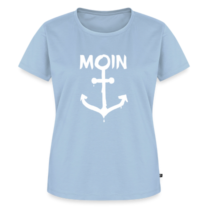 Damen Premium Bio T-Shirt - Moin Anker (weiss) - Hellblau