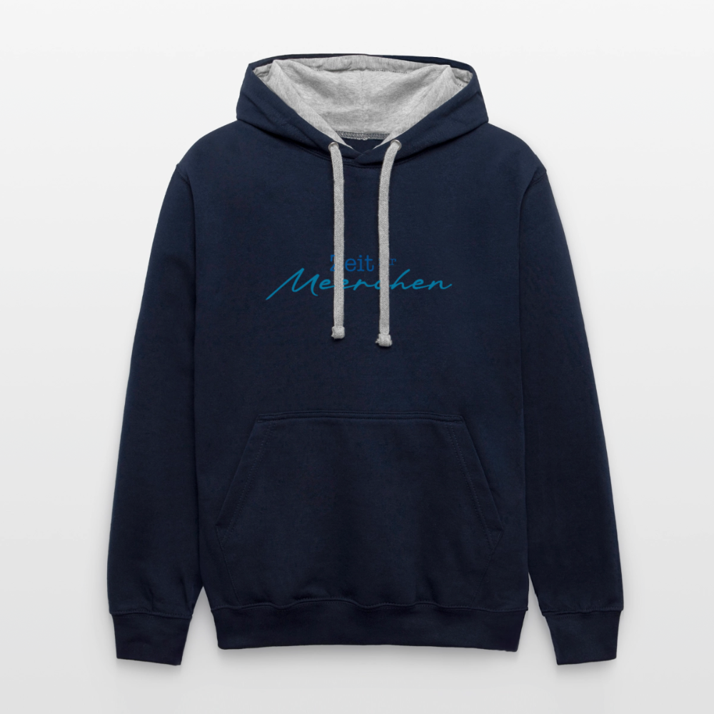 Unisex Kontrast-Hoodie - Zeit für Meerchen - Navy/Grau meliert