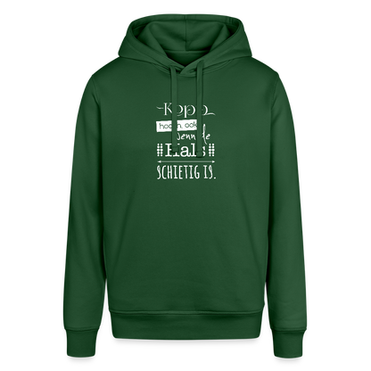 Unisex Bio-Hoodie - Kopp hooch (weiss) - Flaschengrün