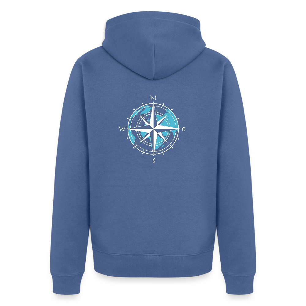 Herren Premium Kapuzenjacke - Kompass (weiss) - Taubenblau