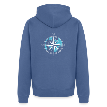 Herren Premium Kapuzenjacke - Kompass (weiss) - Taubenblau