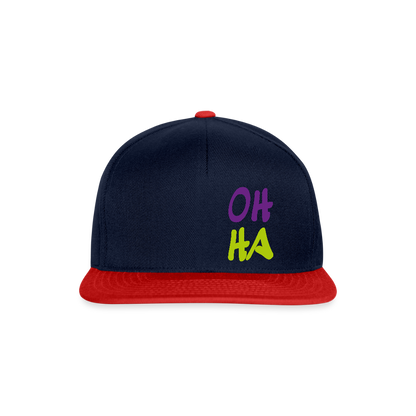 Snapback Cap - Oh ha - Navy/Rot