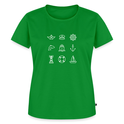 Damen Premium Bio T-Shirt - Nautik Doodles (weiss) - Grün