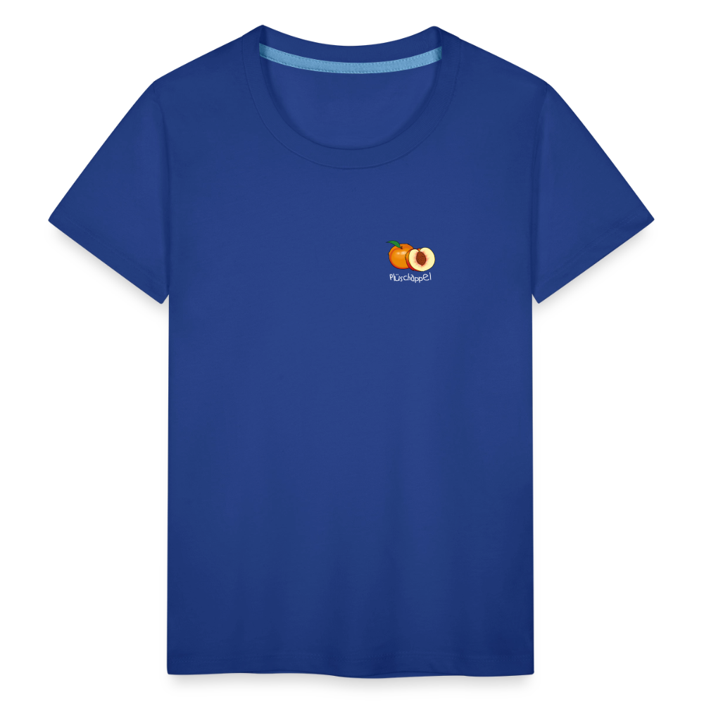 Kinder Premium T-Shirt - Plüschappel (weiss) - Königsblau