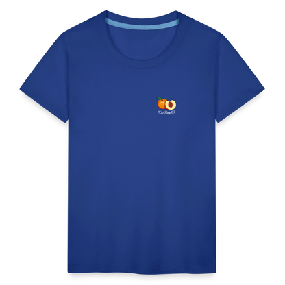 Kinder Premium T-Shirt - Plüschappel (weiss) - Königsblau