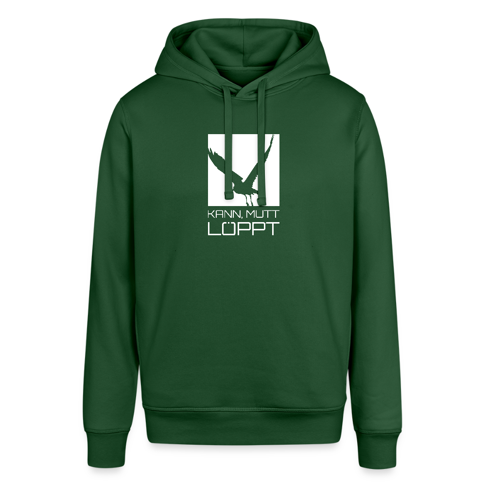 Unisex Bio-Hoodie - kann, mutt, löppt (weiss) - Flaschengrün