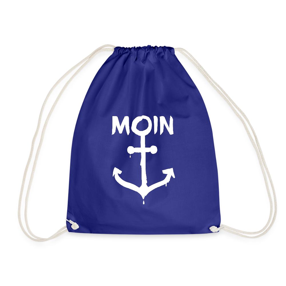 Turnbeutel - Moin Anker (weiss) - Königsblau