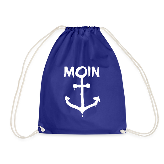 Turnbeutel - Moin Anker (weiss) - Königsblau