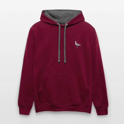 Möwe - Unisex Kontrast-Hoodie - Weinrot/Anthrazit