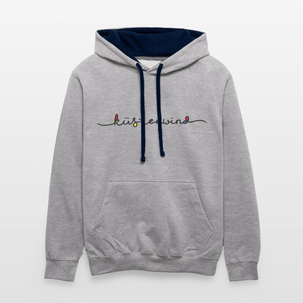 Küstenwind - Unisex Kontrast-Hoodie - Grau meliert/Navy