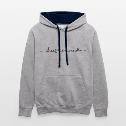 Küstenwind - Unisex Kontrast-Hoodie - Grau meliert/Navy