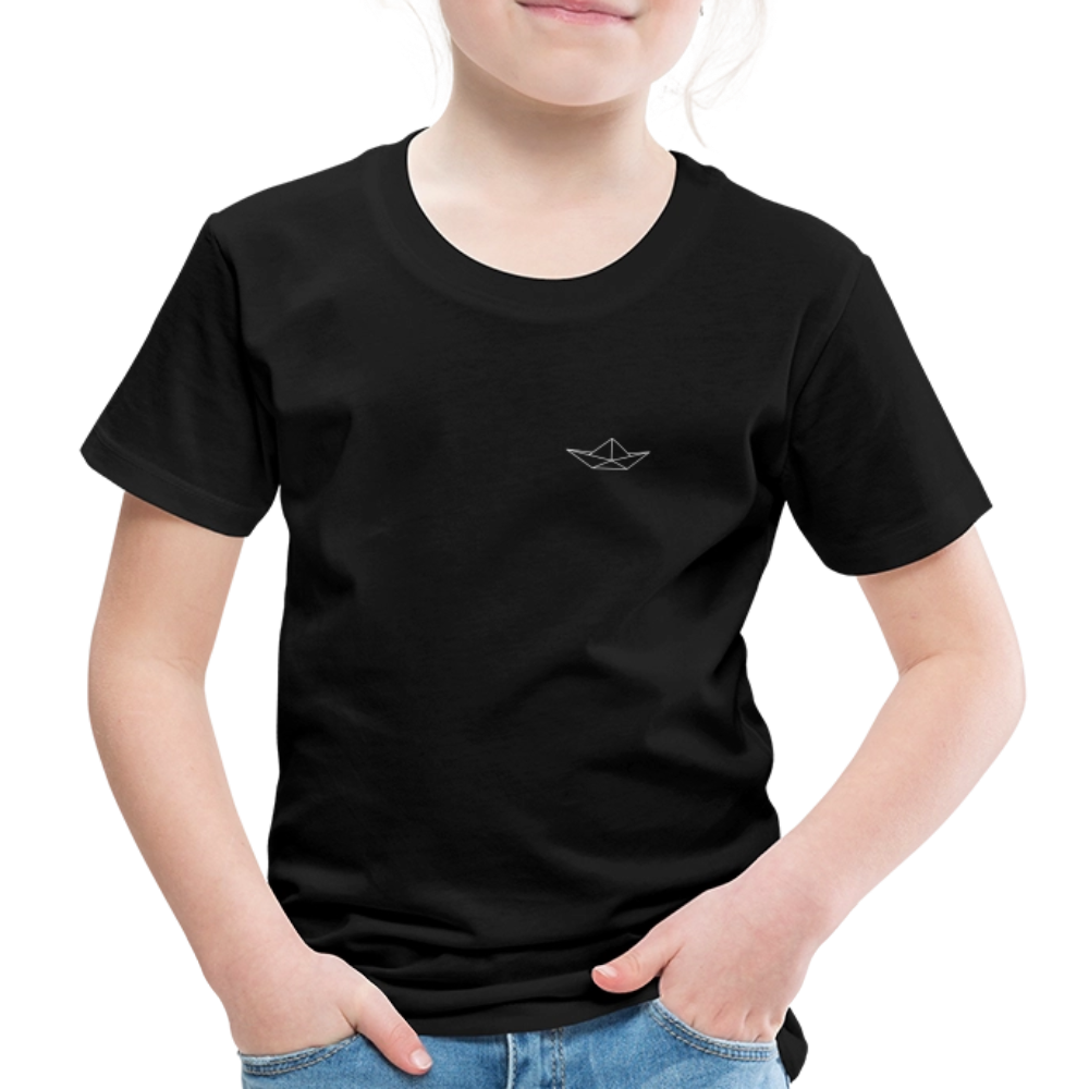 Kinder Premium T-Shirt - Origami Boot (weiss) - Schwarz