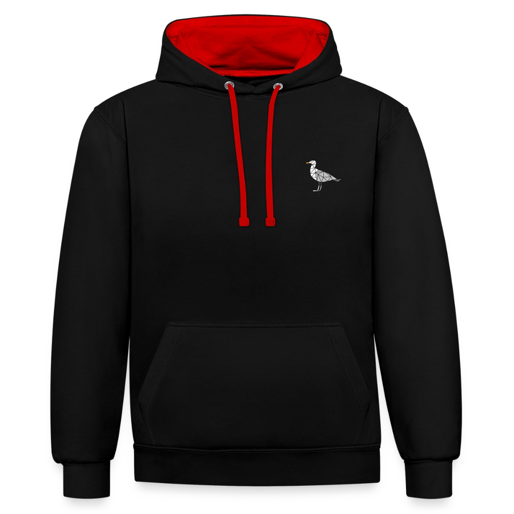 Möwe - Unisex Kontrast-Hoodie - Schwarz/Rot