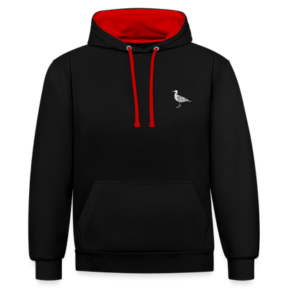 Möwe - Unisex Kontrast-Hoodie - Schwarz/Rot