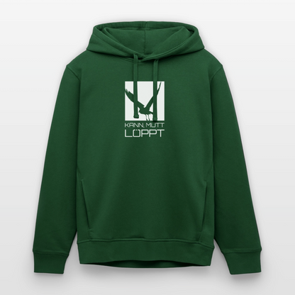Unisex Bio-Hoodie - kann, mutt, löppt (weiss) - Flaschengrün