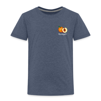 Kinder Premium T-Shirt - Plüschappel (weiss) - Blau meliert