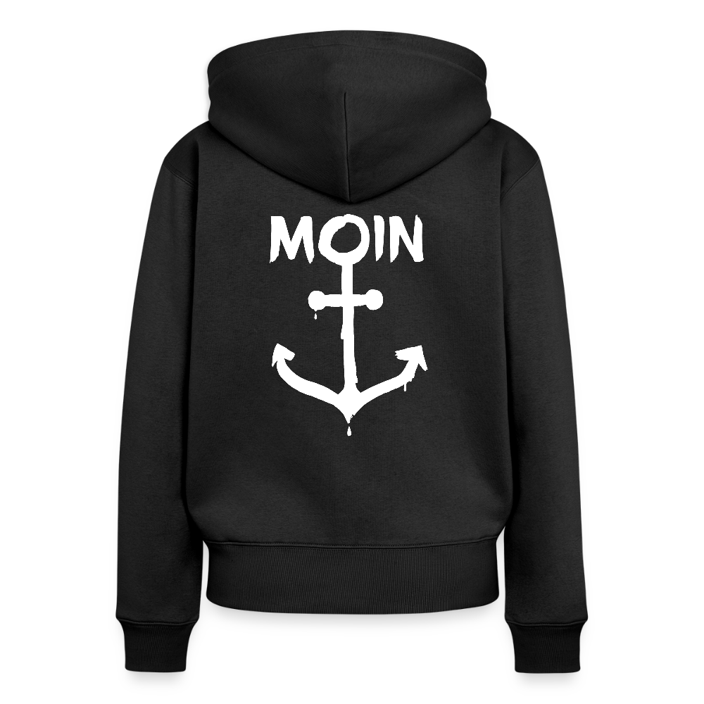 Damen Premium Kapuzenjacke - Moin Anker (weiss) - Schwarz