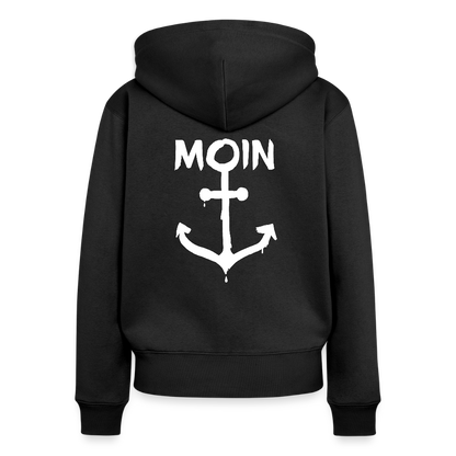 Damen Premium Kapuzenjacke - Moin Anker (weiss) - Schwarz