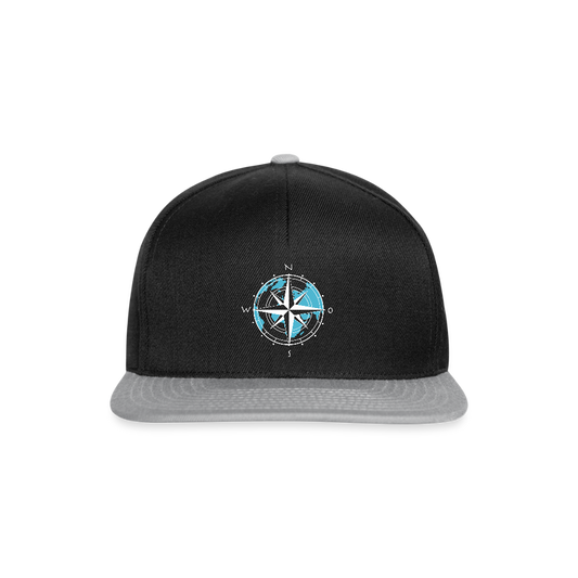 Snapback Cap - Kompass (weiss) - Schwarz/Grau