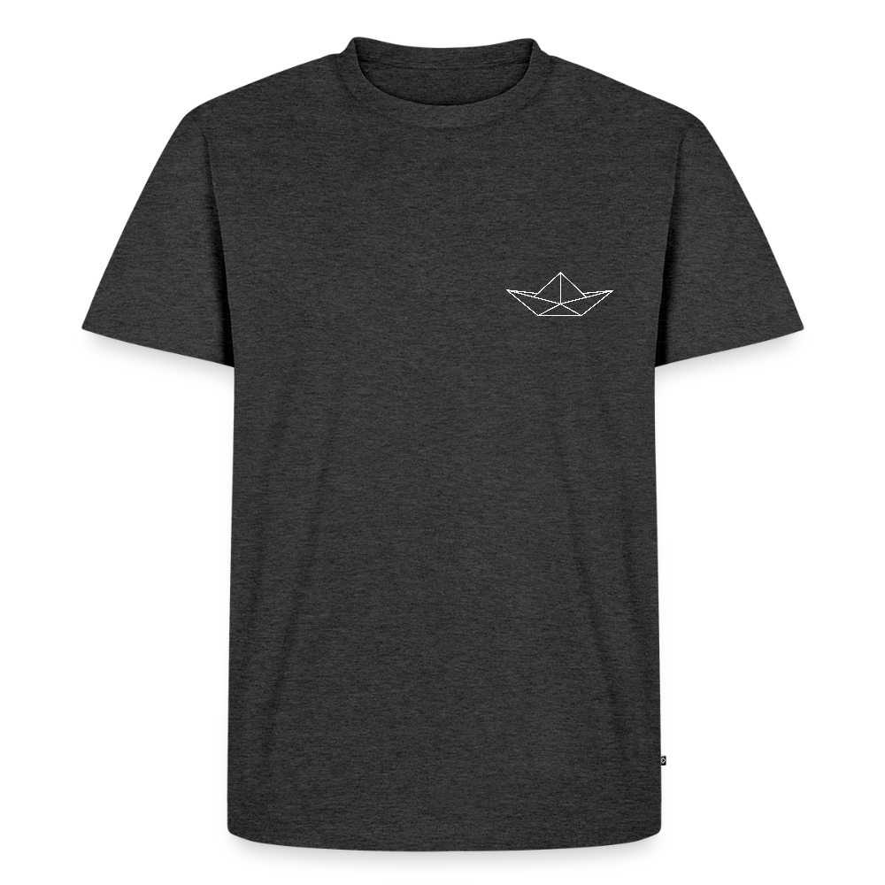 Herren Premium Bio T-Shirt - Origami Boot (weiss) - Anthrazit meliert
