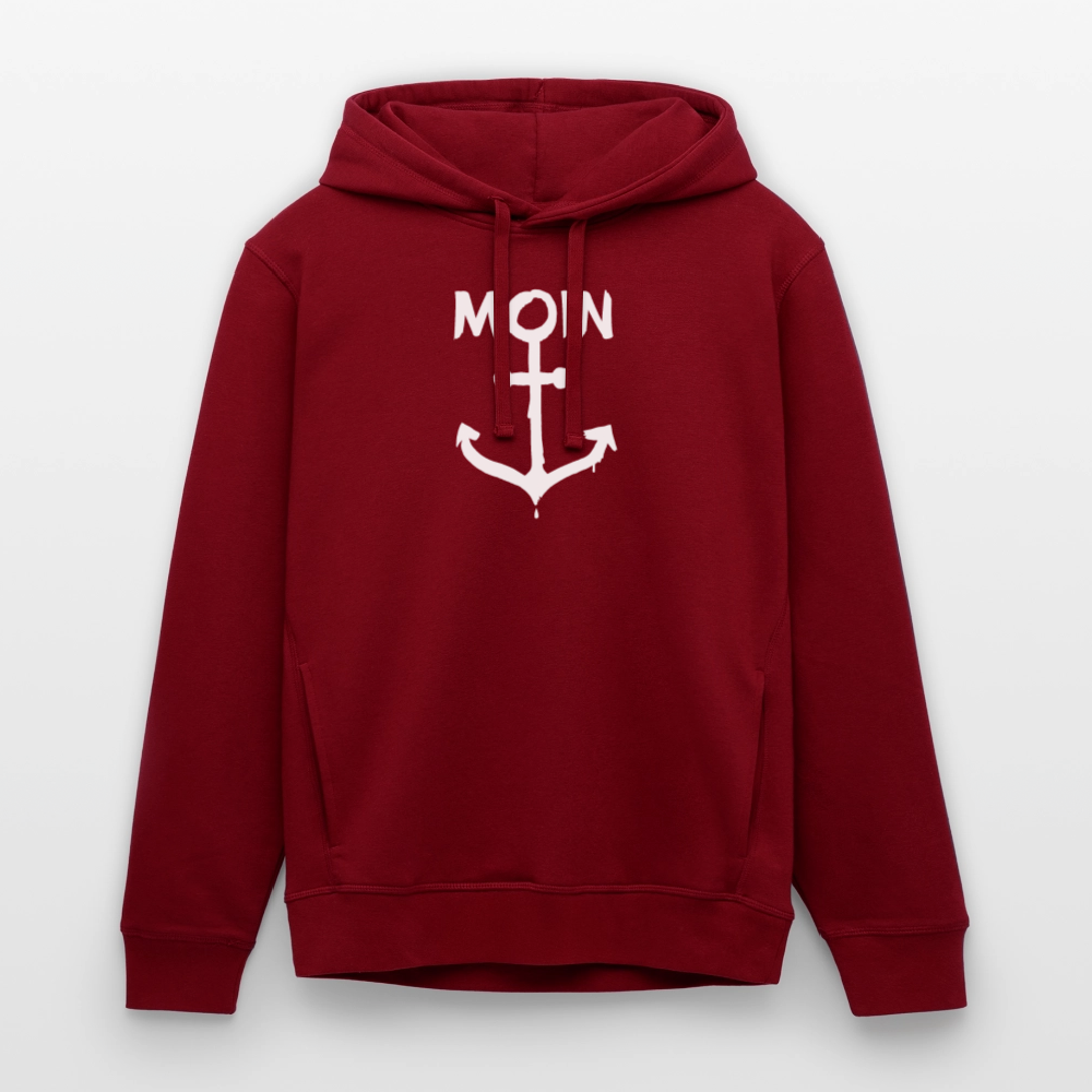 Unisex Bio-Hoodie - Moin Anker (weiss) - Burgunderrot