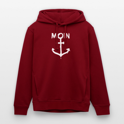 Unisex Bio-Hoodie - Moin Anker (weiss) - Burgunderrot
