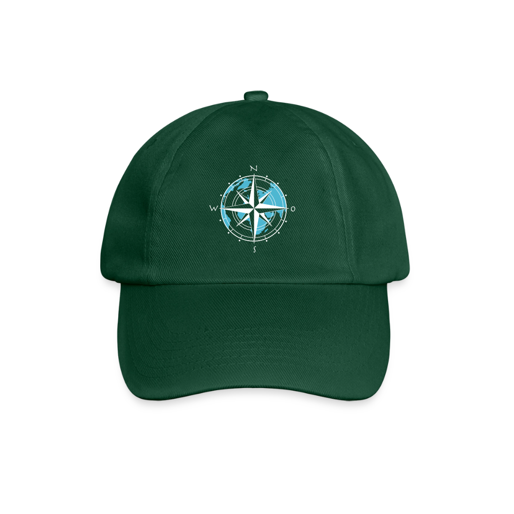 Baseballkappe - Kompass (weiss) - Flaschengrün