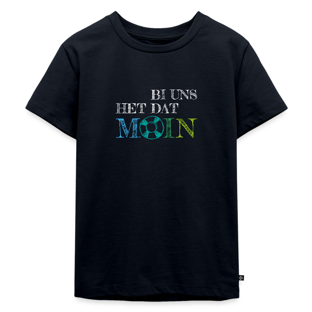 Kinder Premium T-Shirt - Bi uns het dat Moin (weiss) - Navy