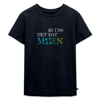 Kinder Premium T-Shirt - Bi uns het dat Moin (weiss) - Navy
