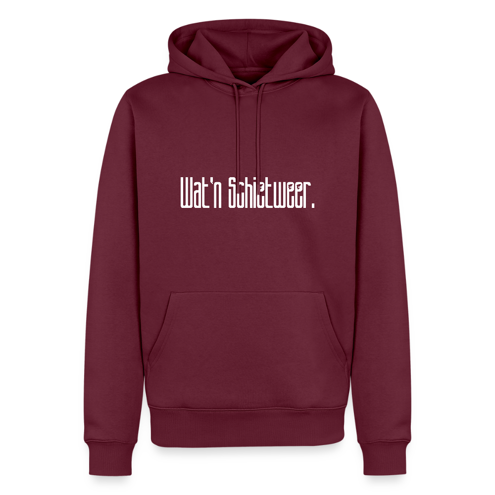 Herren Premium Hoodie - wat'n Schietweer (weiss) - Burgunderrot